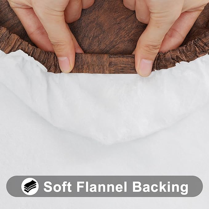 Smiry Rectangle Table Cloth Cover, Waterproof Elastic Fitted Picnic Tablecloth for 5 Foot Tables, Wipeable Flannel Backed Vinyl Tablecloths for Camping, Dining, Outdoor (Brown, 30" x 60")