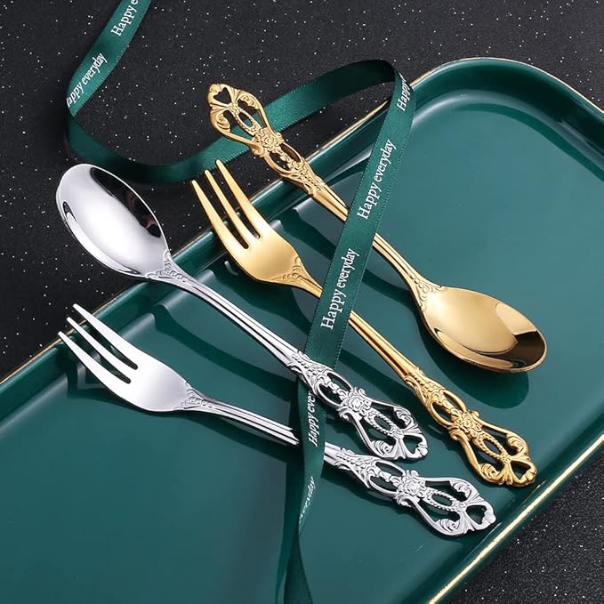 Silverware Set for 10 Stainless Steel Flatware Set Palace Style Hollow Relief Decoration 40 Piece Cutlery Utensils Include Knives Forks and Spoons Tableware Set for Home Kitchen Restaurant Party
