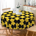 Laeacco 36 Inch Geometric Round Tablecloth Black and Gold Abstract Pattern Modern Art Print Table Cloth Washable Waterproof Wrinkle Free Table Cover for Kitchen Dining Picnic Party Decoration