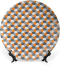 Ceramic Plates, Abstract Decorative Ceramic Plates, Modern Style Mosaic Tile with Hexagonal Shapes, 6 Inch, for Dining, Parties, Wedding, Grey Charcoal Grey Orange