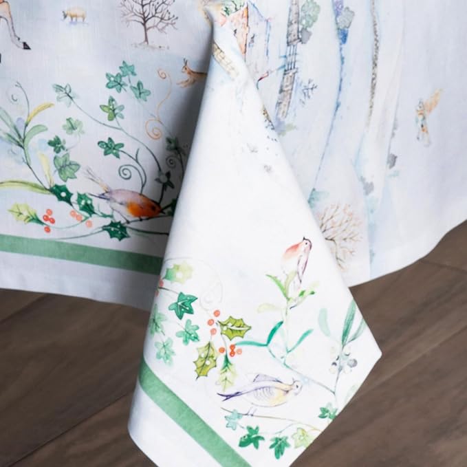 Maison d' Hermine Table Cloth Rectangle Table 100% Cotton 70 x 120 Inches Fall Tablecloth Reusable Everyday Use for Thanksgiving Christmas Decorations Dining Farmhouse Party (Snowy World)