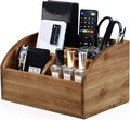 BONNY DODO Remote Control Holders Organizer Box for Table Small Solid Wooden Desk Farmhouse Home Decor Caddy Basket Store Tv Remote for Media Player,Pencil,Glassees&Office Supplies (Brown-M, M)