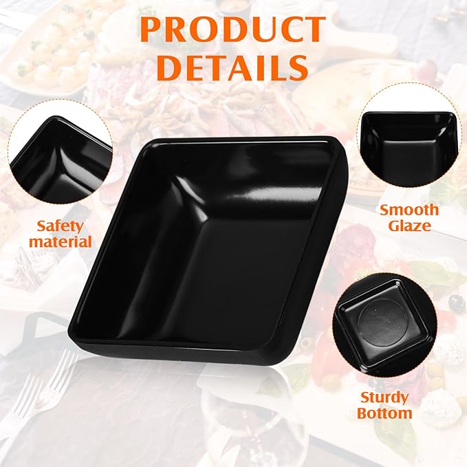 Domensi 24 Pcs Dipping Sauce Bowls, 3 oz Soy Sauce Dishes Dip Bowls Set for Tomato BBQ Ketchup Sushi and Other Party Supply Dinner(Black)
