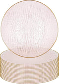 PARTY BARGAINS 13-Inch Charger Plates - 16 Pack, Hammered Pink Gold Rim, Heavy-Duty Disposable Chargers for Elegant Dining - Ideal for Weddings and Formal Events