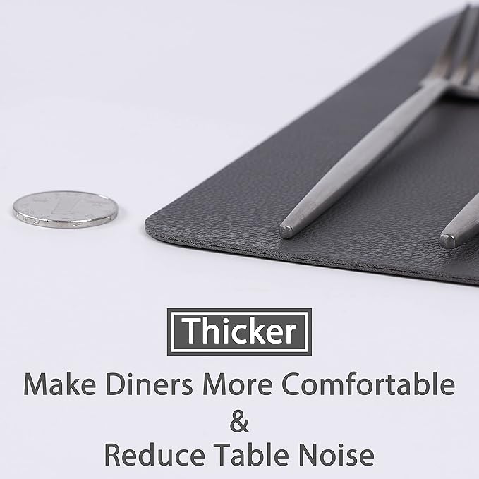 Wipeable Placemats Leather Table Mats Waterproof Heat-Resistant Easy to Clean for Dining Table Set Kitchen Table (6, Grey)