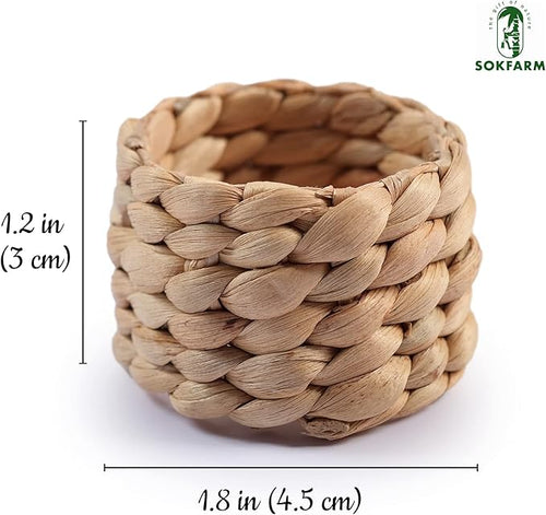 12 Pcs Round Woven Napkin Rings, Water Hyacinth Easter Napkin Rings Set of 12, Anillos para Servilletas De Tela, Boho Napkins Holder for Elegant Table Decoration, Christmas Table Decor, Wedding Decor