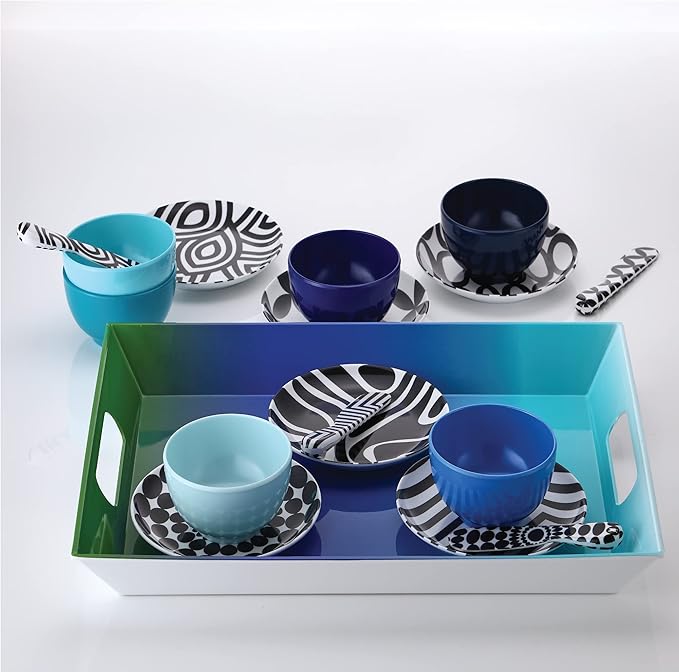 French Bull Melamine Mini Bowls, 6-Piece Set, Small Serving Bowl – Snack, Condiment, Dip, Dessert, Ice Cream – Shatter Proof, Food-Safe, BPA Free, Dishwasher Safe, 4” 10 oz - Shades of Blue