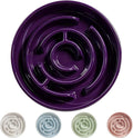Ceramic Slow Feeder Dog Bowl,1.5 Cups Pet Slow Feeder for Small and Medium Breed,Puzzle Dog Food Dish,Anti-Gulping,Stop Bloat,Preventing Choking(Purple)