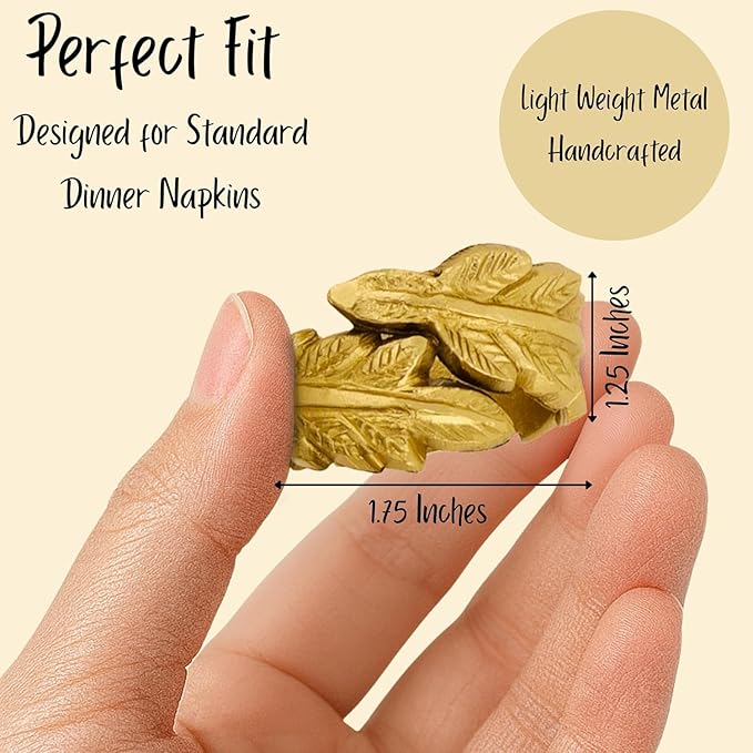 CLEENTABLE Gold Leaf Napkin Rings Set of 12 - Round Metal Napkin Holders for Dining Table Settings - Elegant Leaf Design for Weddings, Parties, Holiday Décor, Family Dinners & Special Occasions