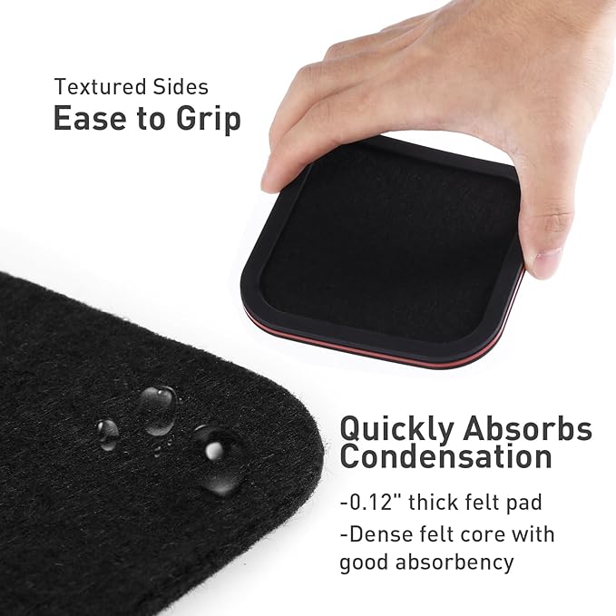 Lexenic Sleek Absorbent Coasters for Drinks with Holder, Silicone Cup Mat with Removable Felt Insert, Non-Slip, Non-Stick, Lovely Gift for Coffee Table Kitchen Decor, 6PCS (Black Red)
