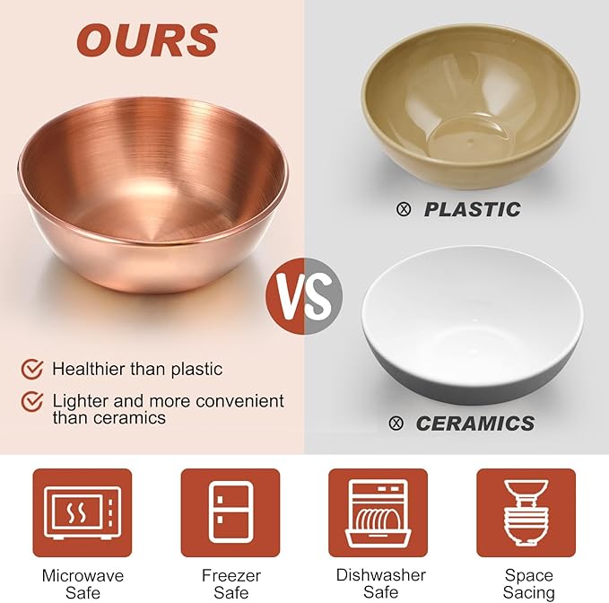 Tanlade 50 Pcs Metal Sauce Bowls 3.2 Inch Round Stainless Steel Seasoning Dishes Cups Mini Saucers Plates Small Sushi Dipping Bowls for Prep Ramekins Kitchen Party Supplies(Rose Gold)