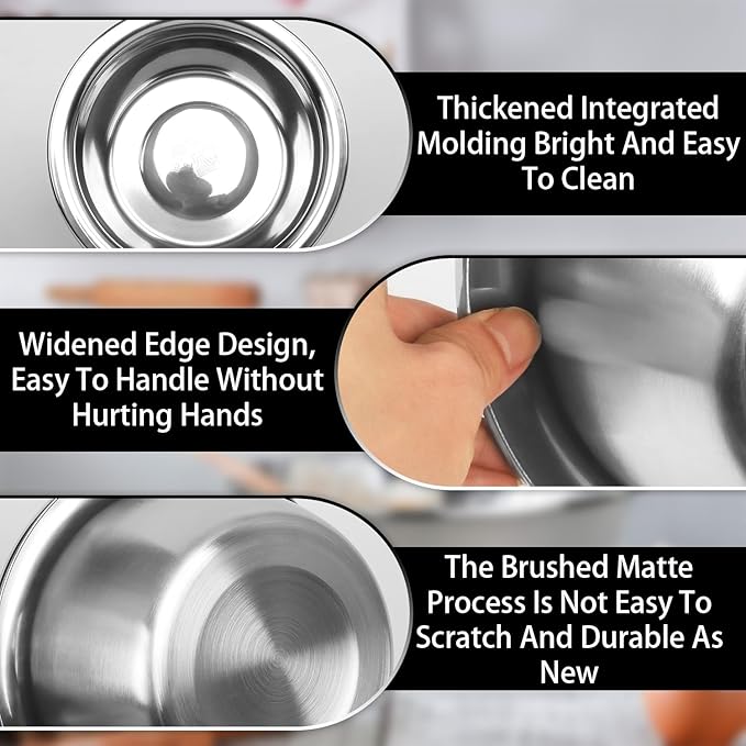 Mixing Bowls, 5 Pack 1.2 Qt Stainless Steel Mixing Bowls Stainless Steel Bowls, Metal Bowl For Kitchen, Baking, Cooking Prep