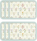 ISAENNE Vintage Floral PVC Placemats Set of 6,Colorful Flower Rectangle Place Mats, Waterproof and Heat-Resistant,Decoration for Kitchen,Dinning,Parties, Holiday,12"*17"