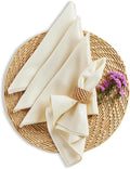 Solino Home Ivory Linen Napkins Set of 4-100% Pure Linen Cloth Washable Dinner Napkins 20 x 20 Inch for Spring, Easter - Fete