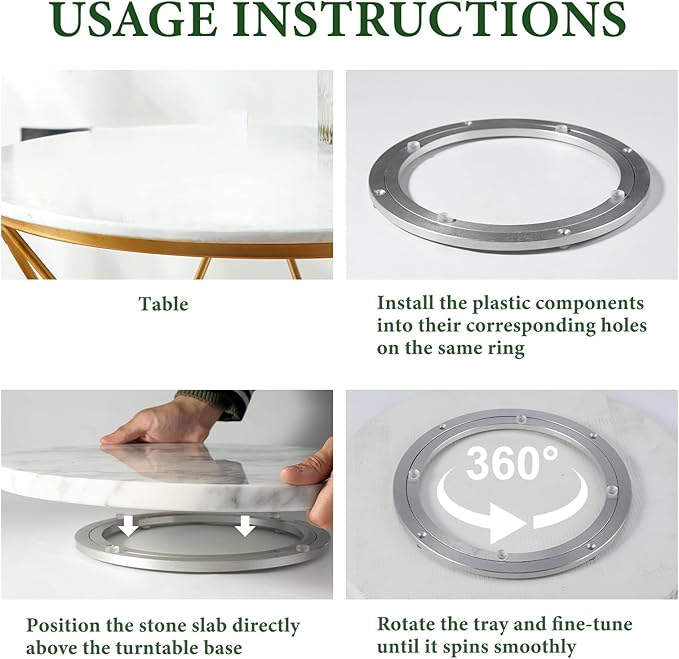 Koville 16'' Marble Lazy Susan Marble Turntable for Kitchen Dinning, Lazy Susans Organizer for Cabinet, Serving Rotation Spinning Tabletop Organizer Swiveling, Spice Rack Storage(Arabescato White)