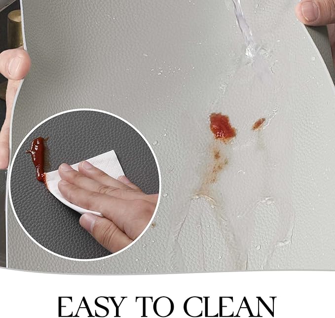 MOSAYT Vinyl Placemats Set of 6, Heat Resistant Place Mats 100% Waterproof Washable & Wipeable Faux Leather Reversible Table Mats for Kitchen Dining Party Indoor Outdoor, 12" x 17", Dark Light/Grey