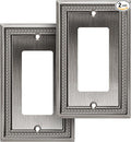 Henne Bery Sunken Pearls Heavy Duty Decorative Wall Plate Switch Plate Outlet Cover (Single Decorator, 2 Pack, Heirloom Silver)