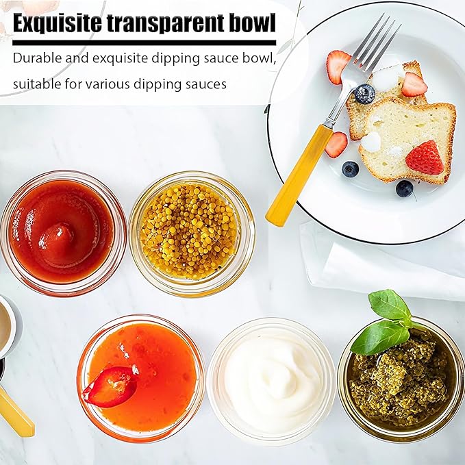 Small Glass Bowls, 12 Pcs Glass Mixing Bowls Stackable Ingredient Dish For Spices Dipping Sauces Ice Cream Toppings Dessert Snack Candy Nuts (4.92 Inch,5Oz)