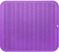 Silicone Dish Drying Mat for Multiple Usage,Easy clean,Eco-friendly,Heat-resistant Silicone Mat for Kitchen Counter or Sink,Refrigerator or Drawer Liner Purple XL 18 inches x 16 inches