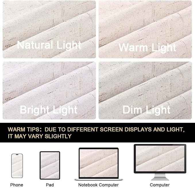 PrinceDeco 100% Blackout Curtains 102 Inches Long with Thermal Insulated White Liner Linen Textured Blackout Curtains for Bedroom, W52 x L102, 2 Panels,102 inch Length for Doorway, Office, Ivory