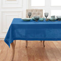 Solino Home Linen Tablecloth 60 x 108 Inch - Classic Hemstitch 100% Pure Linen Indigo Blue Table Cloth for Rectangle Tables - Machine Washable Tablecloth for Winter, Spring, Easter