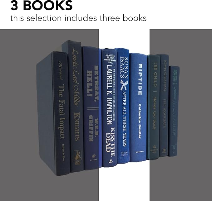 Real Books by Color® (Set of 3, Blue) Decorative Bookshelf Home Decor Shelf Styling Photo Prop