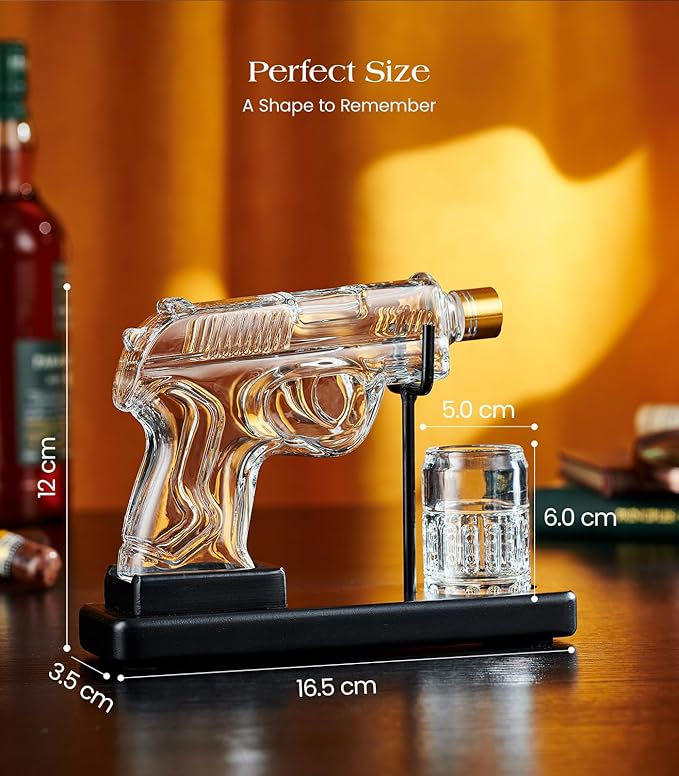Birthday Gifts for Men Dad, Kollea Gun Whiskey Decanter Sets for Men, Shot Glass, Funny Gift Idea for Him Brother, Liquor Dispenser for Bar, Alcohol, Anniversary, Military Present, Cave, New Year