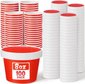 Fulmoon 100 Pack Paper Soup Containers with Lids Disposable Paper Food Containers with Vented Lid Kraft Ice Cream Cake Dessert Cups Soup Bowl for Party Hot Food Fruit Microwave(8 oz,Red)