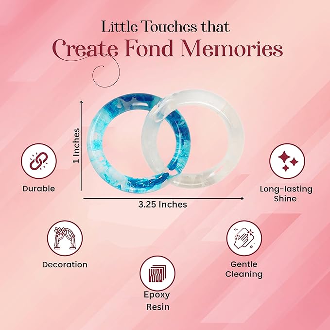 CLEENTABLE Epoxy Resin Napkin Ring - Set of 8 Interlocked Handmade Farmhouse Table Decor for Dining, Weddings, Holidays - Durable Elegant Napkin Holders for Special Occasion Blue Opaque