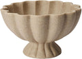 Pedestal Decorative Bowl Home Decor - Morden Handicraft Decorative Fruit Bowl for Kitchen Counter, Chic Ruffle Bowl Centerpiece Decor for Dining Table Coffee Table (Artificial Stone Beige)