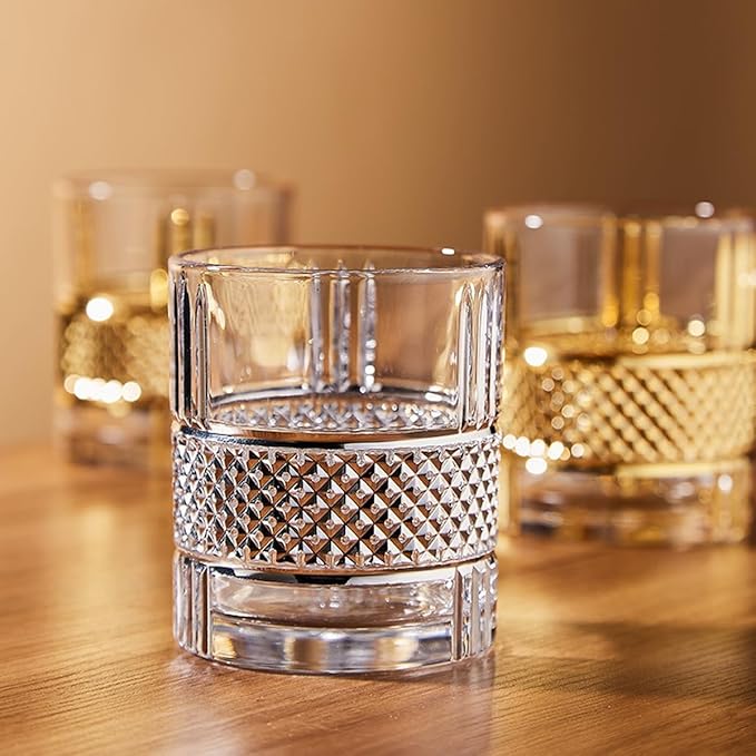 LEMONSODA Premium Double Rocks Vintage Whiskey Tumblers - Uniquely Designed Vintage Style Glass