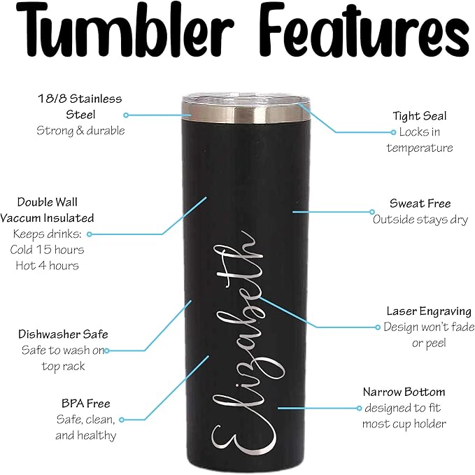 Personalized Pharmacist 20 oz Skinny Tumbler, Pharmacy Office Staff Gift, PharmD Assistant Manager, White Coat Gift, Stainless Steel, Vacuum Insulated, Laser Engraved, with Lid and Straw by LegacyCuts