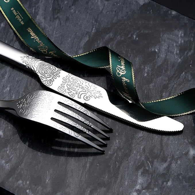 IKXO Silverware Set 20 Piece Silver Flatware Set for 4,Stainless Steel Flatware Cutlery Set For Home Hotel, Kitchen Utensils Set Include Fork Knife Spoon,Mirror Polished,Dishwasher Safe