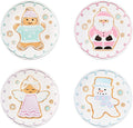 Bico Pastel Gingerbread Man Salad Plates Set of 4, 8.75 Inch Ceramic Dessert Plates for Salad, Appetizer, Side Dishes, Microwave and Dishwasher Safe, Gift for Housewarming and Christmas