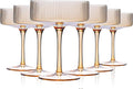 Amber martini glasses Vintage Art Deco Amber Coupe Glasses Set of 6 Ribbed Martini Cocktail Glasses 9 oz|Vintage Cocktail Glasses Set,Unique Pink Coupe Glass, Classic Cocktail Galssware