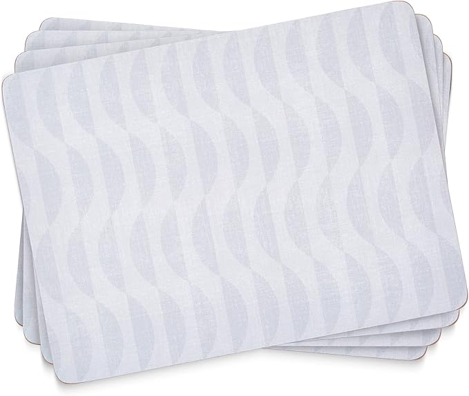 Pimpernel Eclipse Storm Grey Placemats, Set of 4 – (15.7" x 11.7") Elegant, 5mm Cork-Backed Dining Mats with Heat & Stain Resistant Lacquer Finish, Durable Protective Table Accessories