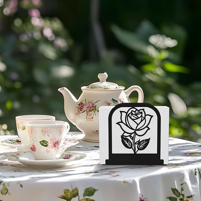 Unique Standing Napkin Holder,Gorgeous Rose Napkin Holders for Paper Napkins,Napkin Holder User-Friendly with Non-Slip Mat,Smooth Edge,Be Used for Dining Table,Shop,Countertop