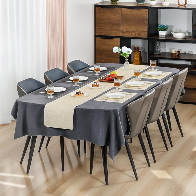 Myir JUN Placemats Set of 8, Dual Sided Faux Leather Placemats Place Mats Set of 8 Indoor for Dining Table Non-Slip Washable Heat Resistant Outdoor Table Mats (Set of 8, Gray Cream)