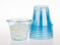 Golden Apple, 9oz-50sets Blue Plastic Cups with Clear Flat no Hole lids…