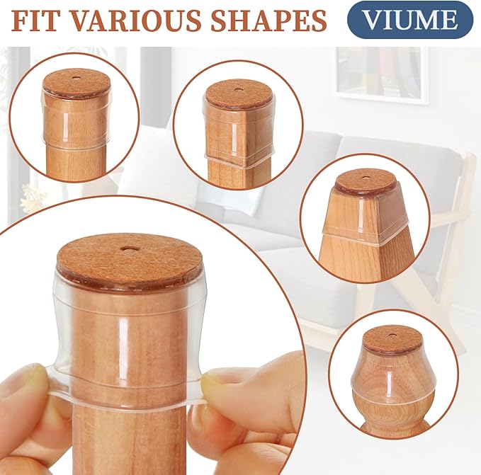 24 Pcs Chair Leg Floor Protectors for Hardwood Floors Silicone Covers Felt Pads Furniture Leg Caps Anti-Scratch Reduce Noise Fit (15/16" to 1-5/16")