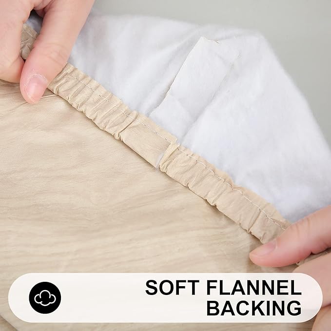 Smiry Rectangle Picnic Tablecloth, Waterproof Elastic Fitted Table Covers for 4 Foot Tables, Wipeable Flannel Backed Vinyl Tablecloths for Camping, Indoor, Outdoor (Beige, 30x48 Inches)