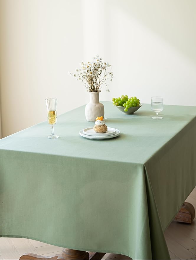 Sage Green Linen Table Cloths for Rectangle Tables Farmhouse Neutral Tablecloth Rectangular Kitchen Decoration Dining Table Cover Washable 60x104