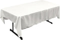 LA Linen Polyester Poplin Washable Rectangular Tablecloth, Stain and Wrinkle Resistant Table Cover 60x84, Fabric Table Cloth for Dinning, Kitchen, Party, Holiday 60 by 84-Inch, White