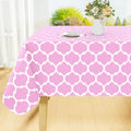 Smiry Rectangle Table Cloth, Waterproof Vinyl Tablecloth with Flannel Backing for Rectangle Tables, Wipeable Spillproof Plastic Tablecloths for Dining, Camping, Indoor and Outdoor, (52"x70", Pink)
