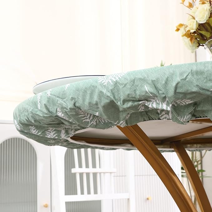 Walrus Round Vinyl Fitted Tablecloth with Flannel Backing Elastic Edge Design Table Cover Waterproof Oil-Proof PVC Table Cloth Stain-Resistant Best for 37"-44" Round