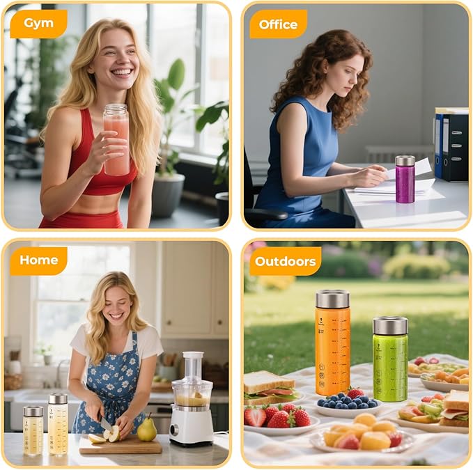 Sursip 16 oz Glass Juice Bottles – 4 Pack Wide Mouth Borosilicate Glass Bottles with Lids – Heat-Resistant, BPA Free, Leakproof & Reusable for Juicing, Smoothies, Milk, Protein, Water