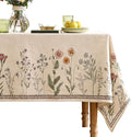 ISAENNE Designer Off White Linen Long Tablecloth Rectangular,Floral Elegant Table Cloth,Stain Resistant Vintage Decor Tablecloths for Dining Thanksgiving Kitchen Christmas,63"*94"-Serenity G