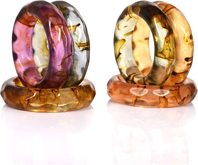 ALPHA Living HOME Napkin Rings Set of 12 - Handmade Epoxy Resin Napkin Holders for Elegant Table Decor, Dining, Weddings, Parties & Special Events - Durable & Stylish Serviette Rings (Spring Color)