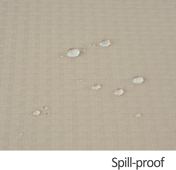 maxmill Jacquard Tablecloth Stain Resistant Waterproof Wrinkle Resistant Spillproof Washable Soft Weaved Texture Table Cloth for Dining Room, Indoor Outdoor Use, Rectangle 60 x 140 Inch, Natural