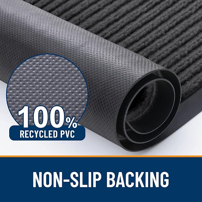 OLANLY Front Door Mat Indoor Outdoor Entrance, Waterproof Heavy Duty Doormat, Fade Resistant, Low Profile, Easy Clean Patio Porch Welcome Floor Mats for Entry, 71x30, Charcoal Grey